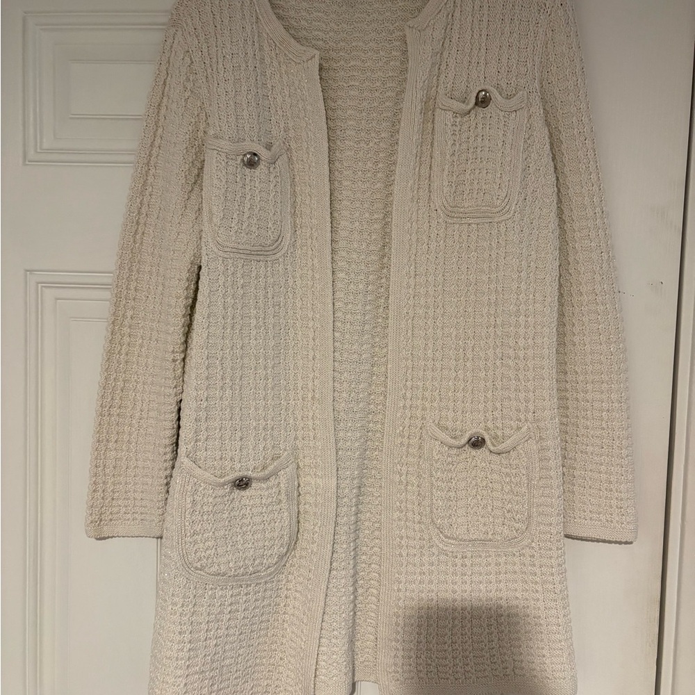 Talbots Cream Textured Cardigan Sweater